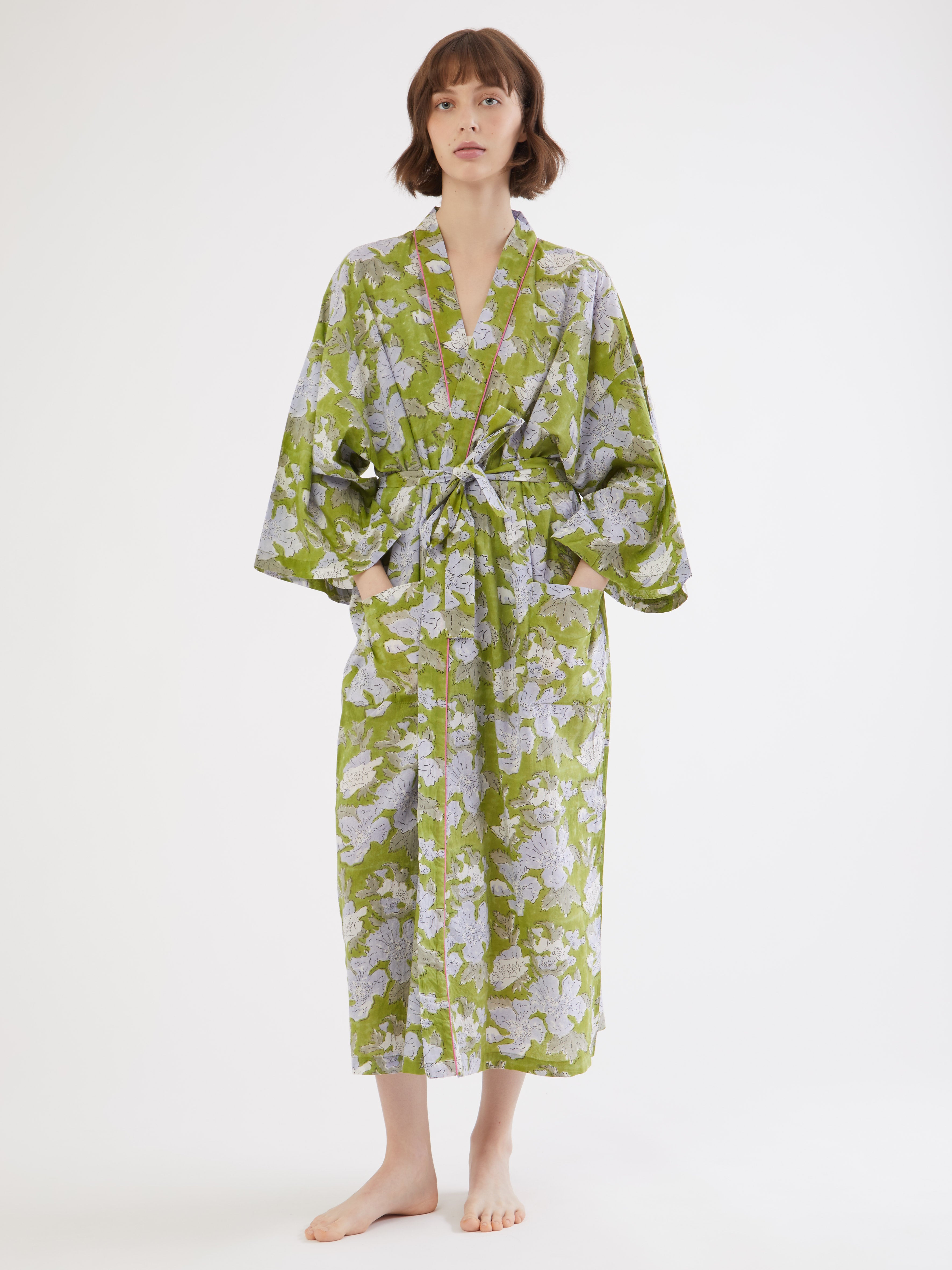 indian cotton dressing gown Indian Block Print Cotton Kimono Robe & Dressing Gown for Women Indo Libas