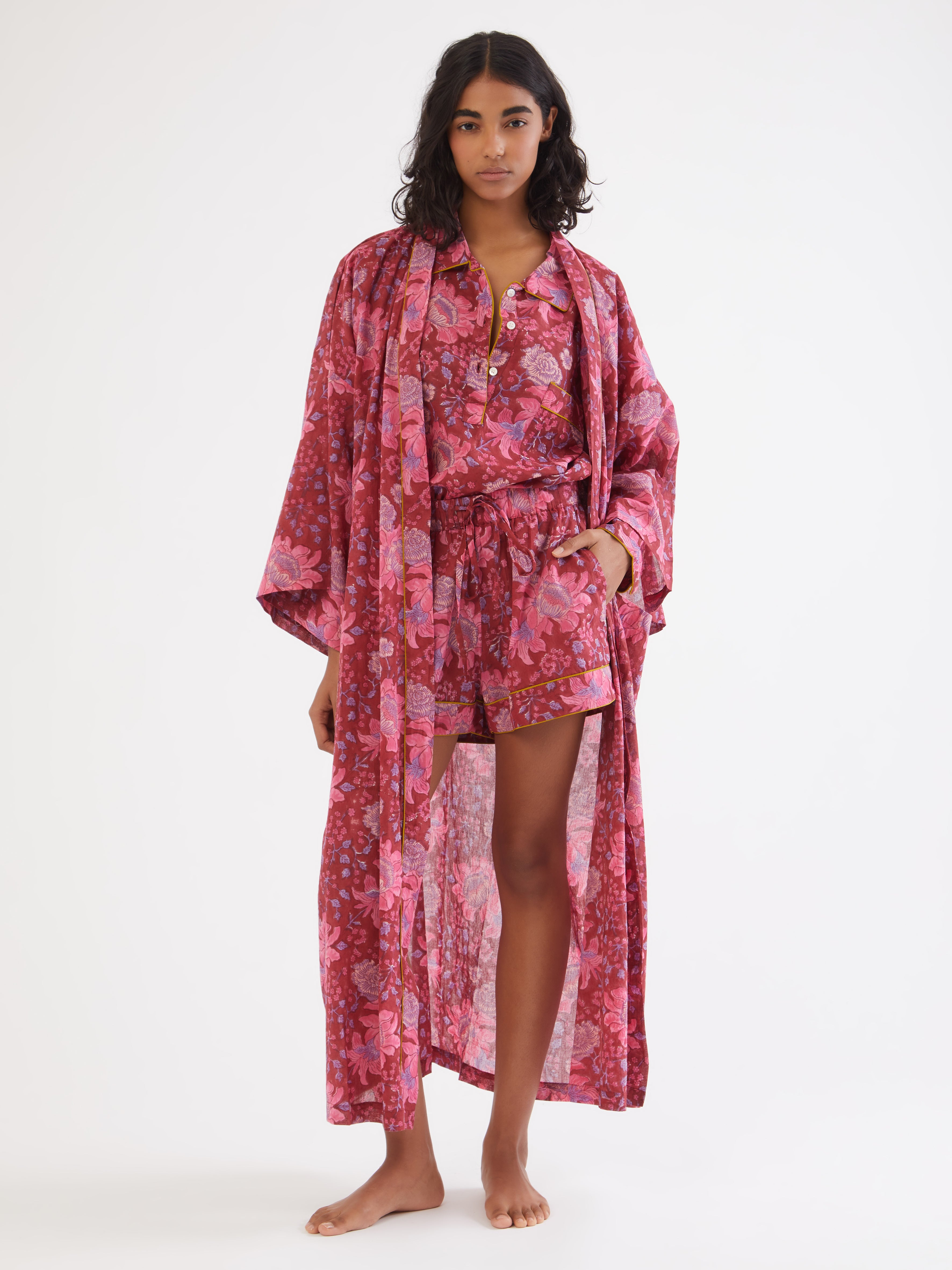 indian cotton dressing gown Indian Block Print Cotton Kimono Robe & Dressing Gown for Women Indo Libas