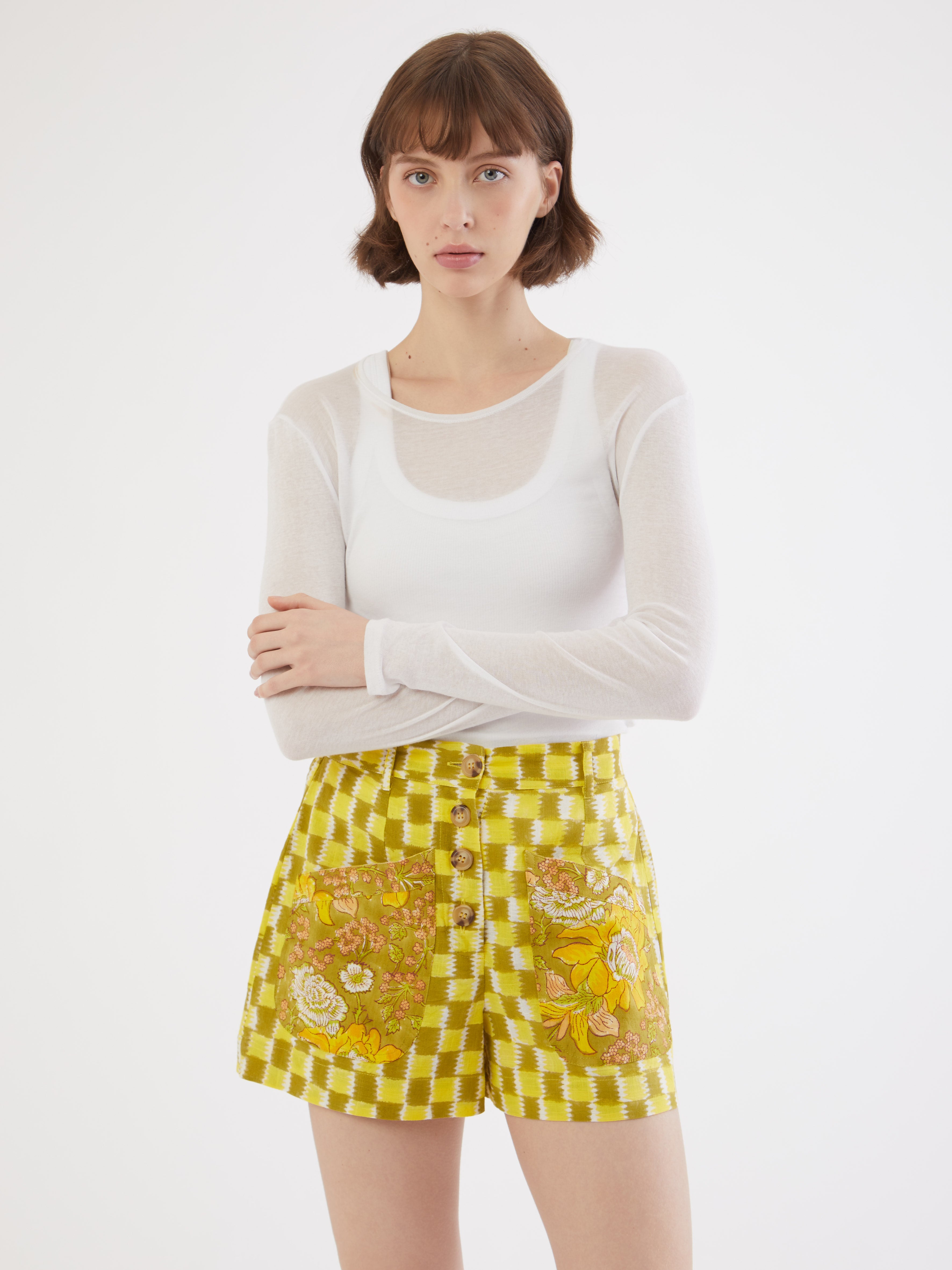 Cotton Shorts, Co-ord Set, India Crafted, Embroidered Details, Relaxed Fit, Wide-Leg Design, Elastic Waistband, Stylish Shorts, Casual Outing, Mix and Match, Coordinated Look, Green Shorts, Adjustable Waist, Side Pockets, Machine Washable, High-Quality Fabric, Comfortable Wear, Fashionable Style, Versatile Clothing, Unique Design, Handcrafted Details, Sustainable Fashion, Easy Care, Trendy Shorts, Stylish Embellishments, Chic Apparel, Fashion