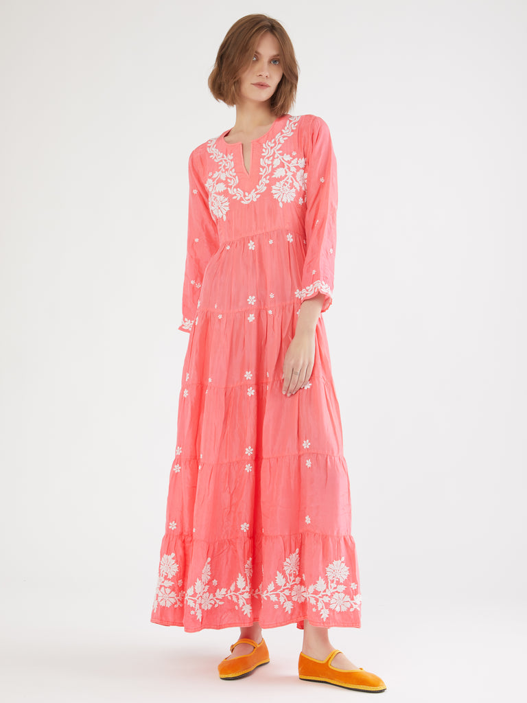 Indian silk embroidered maxi dress – Folkloore