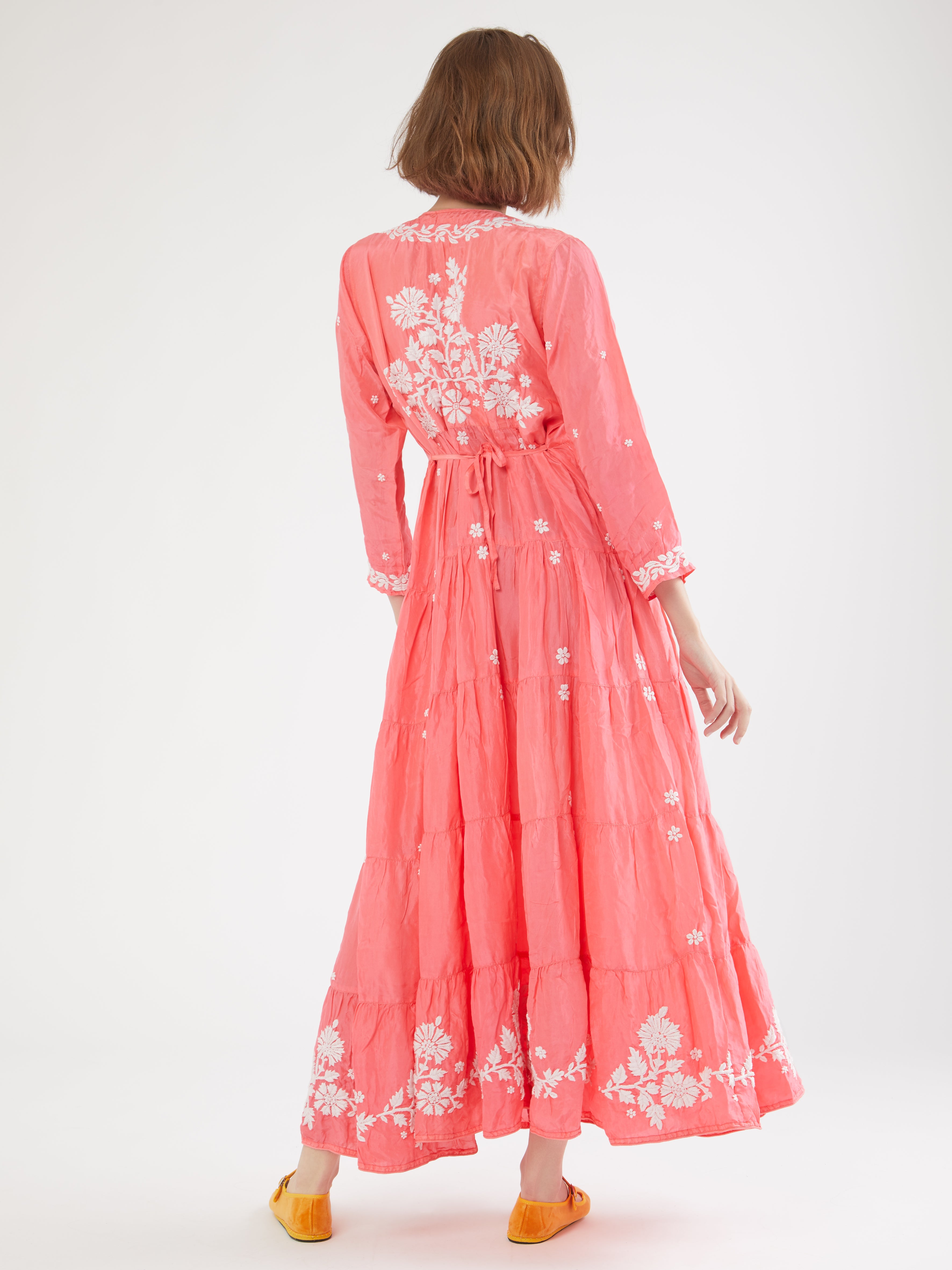Indian silk embroidered maxi dress