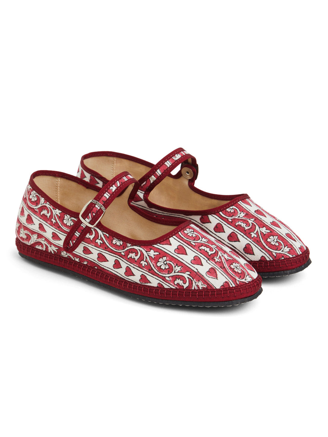 Friulane are comfortable velvet slippers, versatile shoes that can be worn from daytime to more elegant occasions. They are 100% handmade in the North East part of Italy using no machine work but only stitching by hand and the sole is inspired by the design of old bicycle’s tires. Red with red gros grain piping White cotton lining Velvet buttoned strap Fits smaller to size