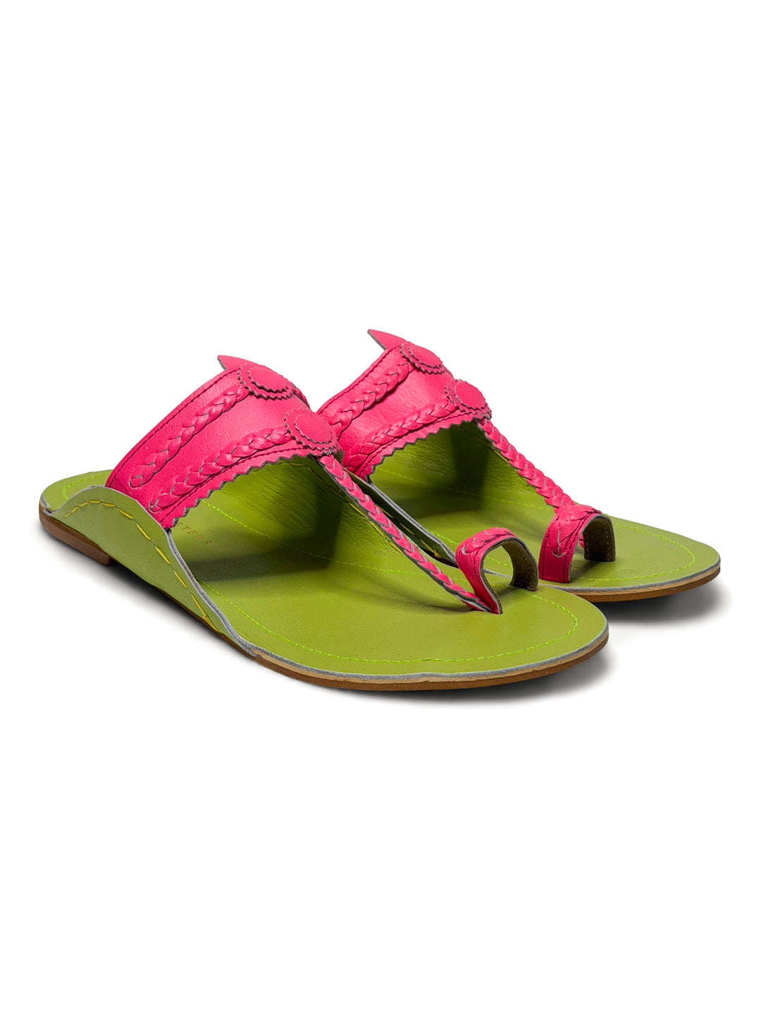 Kolhapuris flat sandals, handcrafted, india, traditional artisanal techniques, slip-on, heritage design, Kolhapuri style, pop colors, modern twist, iconic shape, leather sandals, cultural craftsmanship, relaxed fit, sandali in pelle, sandali indiani, summer shoes, scarpe estive