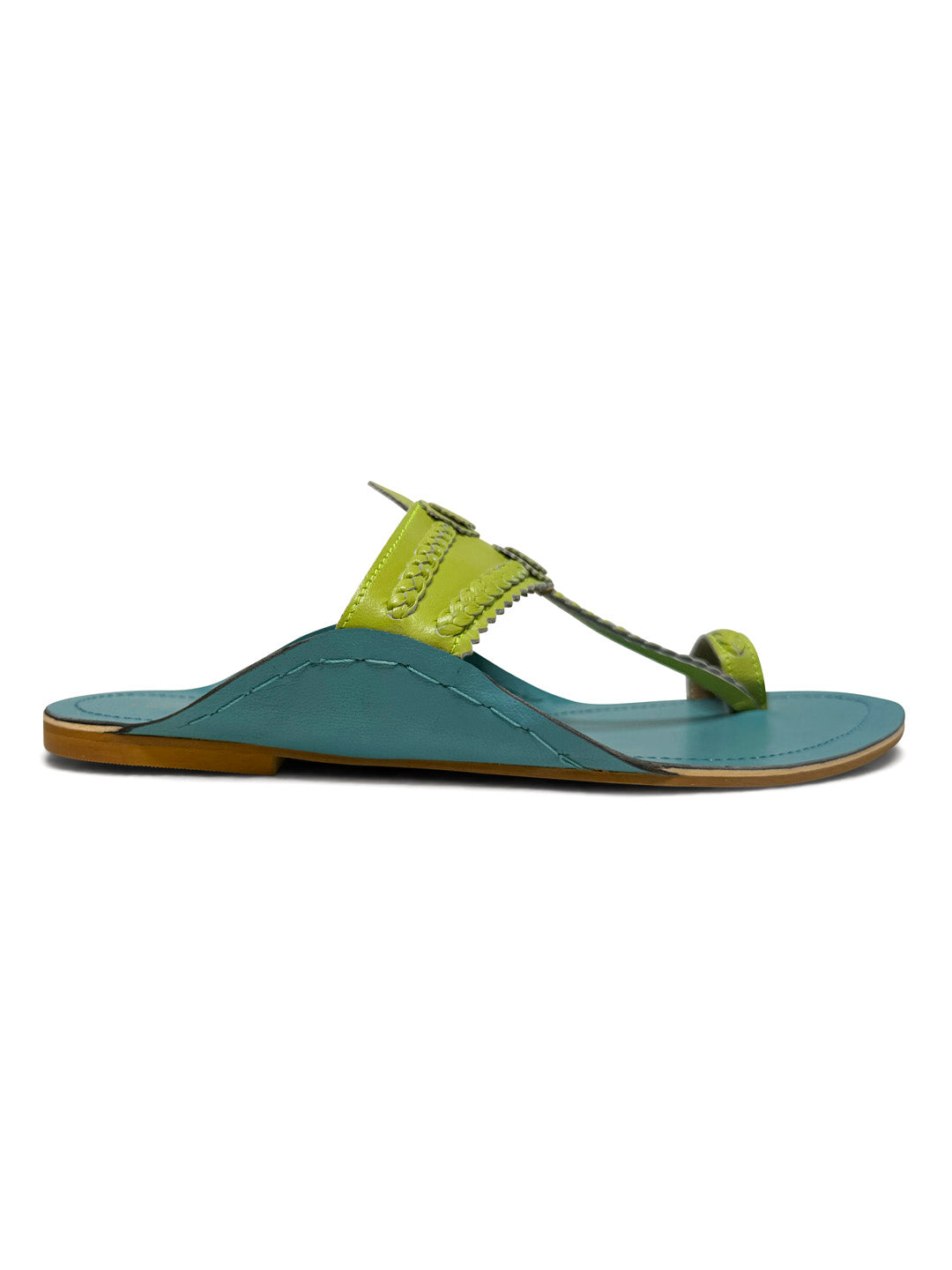 Kolhapuris flat sandals, handcrafted, india, traditional artisanal techniques, slip-on, heritage design, Kolhapuri style, pop colors, modern twist, iconic shape, leather sandals, cultural craftsmanship, relaxed fit, sandali in pelle, sandali indiani, summer shoes, scarpe estive