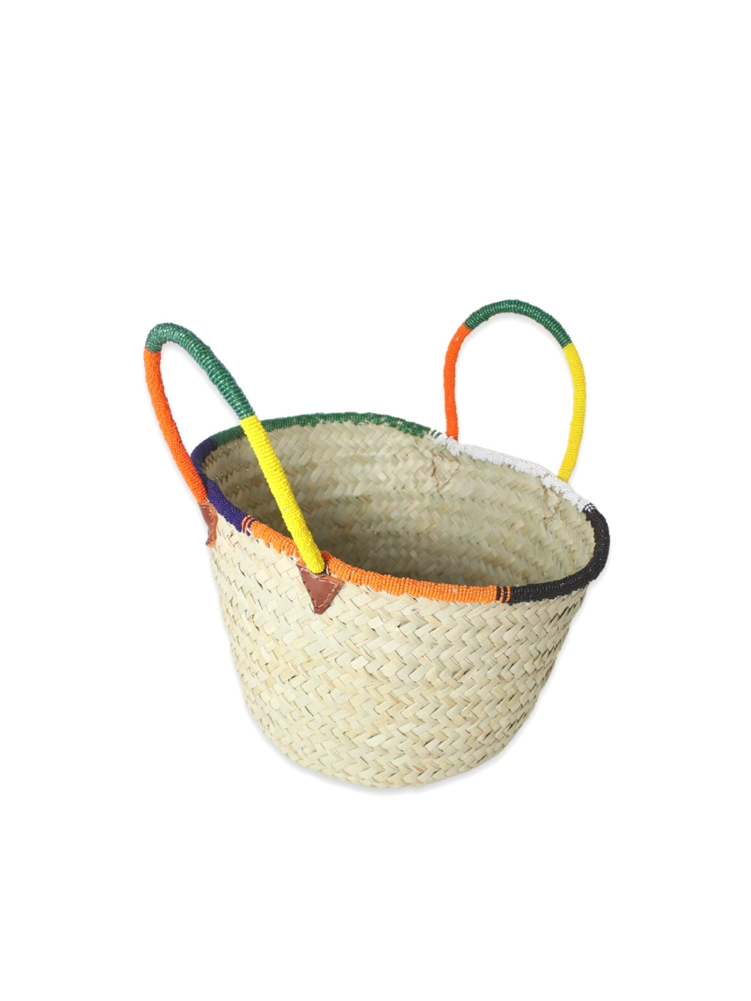 Kenyan beaded straw basket