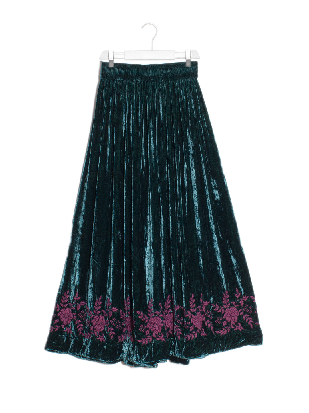 Indian silk velvet embroidered skirt